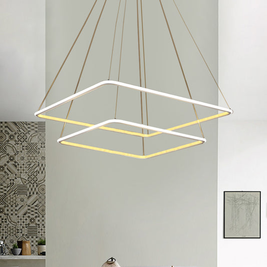 Multi-Layer Acrylic Ceiling Chandelier Contemporary 2/3/4-Light White Hanging Pendant in Warm/White/Natural Light Clearhalo 'Ceiling Lights' 'Chandeliers' 'Modern Chandeliers' 'Modern' Lighting' 773888