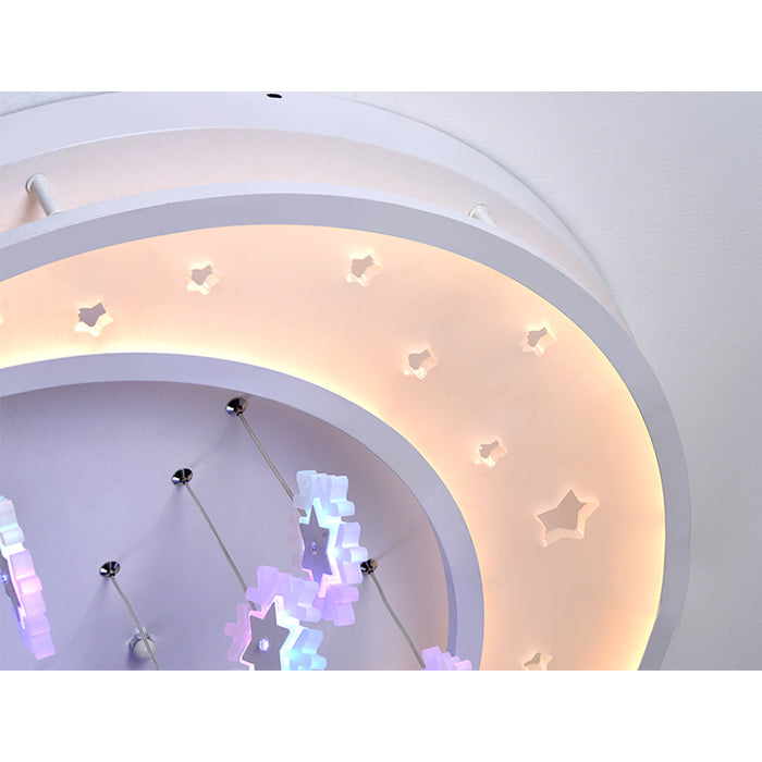 Contemporary Moon Starry Ceiling Lamp Acrylic White LED Semi Ceiling Mount Light for Theme Park Clearhalo 'Ceiling Lights' 'Close To Ceiling Lights' 'Close to ceiling' 'Semi-flushmount' Lighting' 77389