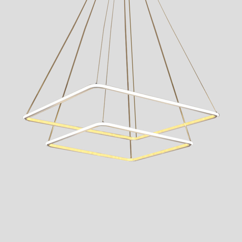 Multi-Layer Acrylic Ceiling Chandelier Contemporary 2/3/4-Light White Hanging Pendant in Warm/White/Natural Light Clearhalo 'Ceiling Lights' 'Chandeliers' 'Modern Chandeliers' 'Modern' Lighting' 773890