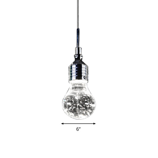 Bulb Shaped Pendant Ceiling Light Contemporary Metal and Clear Bubble Crystal Single Bulb Hanging Light in Warm/White Light Clearhalo 'Ceiling Lights' 'Glass shade' 'Glass' 'Modern Pendants' 'Modern' 'Pendant Lights' 'Pendants' Lighting' 773940