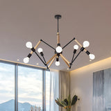 Spider Shape Suspension Light 8/10/12/16-Head Contemporary Metal Chandelier in Black/White for Living Room Clearhalo 'Carpenter Chandeliers' 'Ceiling Lights' 'Chandeliers' 'Industrial' 'Modern Chandeliers' 'Modern' Lighting' 773966