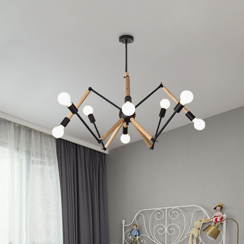 Spider Shape Suspension Light 8/10/12/16-Head Contemporary Metal Chandelier in Black/White for Living Room Clearhalo 'Carpenter Chandeliers' 'Ceiling Lights' 'Chandeliers' 'Industrial' 'Modern Chandeliers' 'Modern' Lighting' 773967