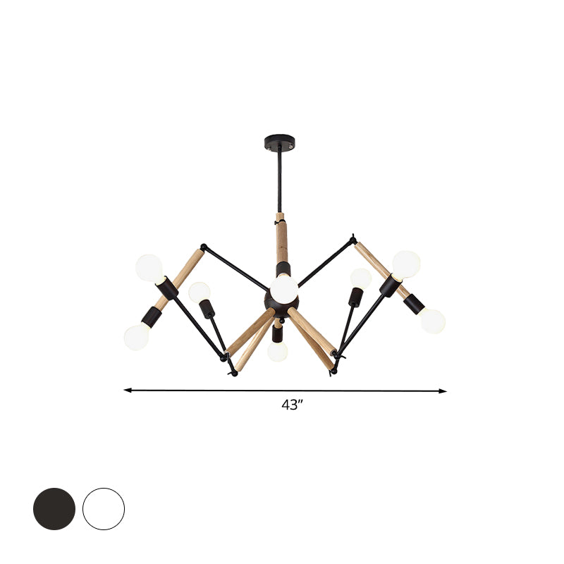 Spider Shape Suspension Light 8/10/12/16-Head Contemporary Metal Chandelier in Black/White for Living Room Clearhalo 'Carpenter Chandeliers' 'Ceiling Lights' 'Chandeliers' 'Industrial' 'Modern Chandeliers' 'Modern' Lighting' 773969