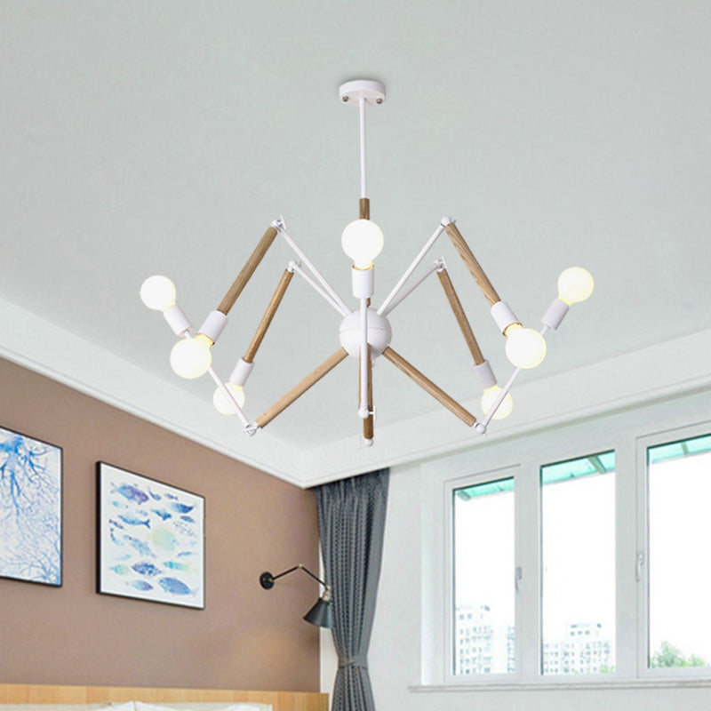 Spider Shape Suspension Light 8/10/12/16-Head Contemporary Metal Chandelier in Black/White for Living Room Clearhalo 'Carpenter Chandeliers' 'Ceiling Lights' 'Chandeliers' 'Industrial' 'Modern Chandeliers' 'Modern' Lighting' 773971