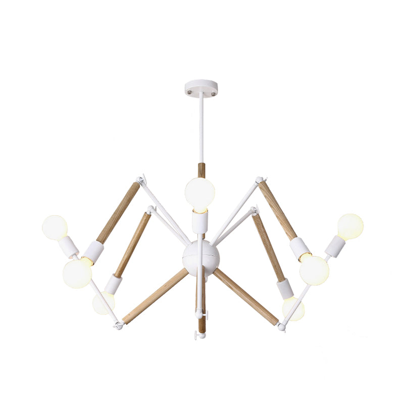 Spider Shape Suspension Light 8/10/12/16-Head Contemporary Metal Chandelier in Black/White for Living Room Clearhalo 'Carpenter Chandeliers' 'Ceiling Lights' 'Chandeliers' 'Industrial' 'Modern Chandeliers' 'Modern' Lighting' 773972