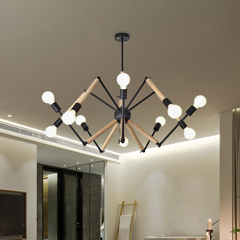 Spider Shape Suspension Light 8/10/12/16-Head Contemporary Metal Chandelier in Black/White for Living Room Clearhalo 'Carpenter Chandeliers' 'Ceiling Lights' 'Chandeliers' 'Industrial' 'Modern Chandeliers' 'Modern' Lighting' 773974