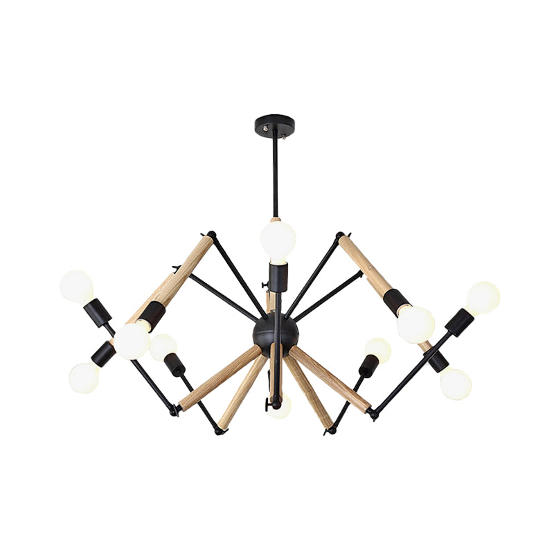 Spider Shape Suspension Light 8/10/12/16-Head Contemporary Metal Chandelier in Black/White for Living Room Clearhalo 'Carpenter Chandeliers' 'Ceiling Lights' 'Chandeliers' 'Industrial' 'Modern Chandeliers' 'Modern' Lighting' 773975