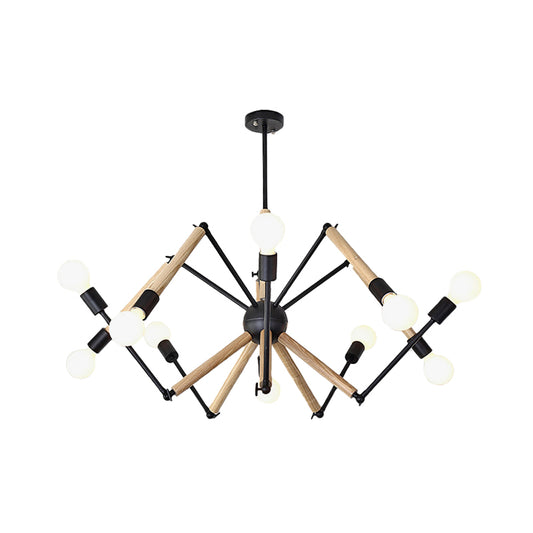 Spider Shape Suspension Light 8/10/12/16-Head Contemporary Metal Chandelier in Black/White for Living Room Clearhalo 'Carpenter Chandeliers' 'Ceiling Lights' 'Chandeliers' 'Industrial' 'Modern Chandeliers' 'Modern' Lighting' 773975