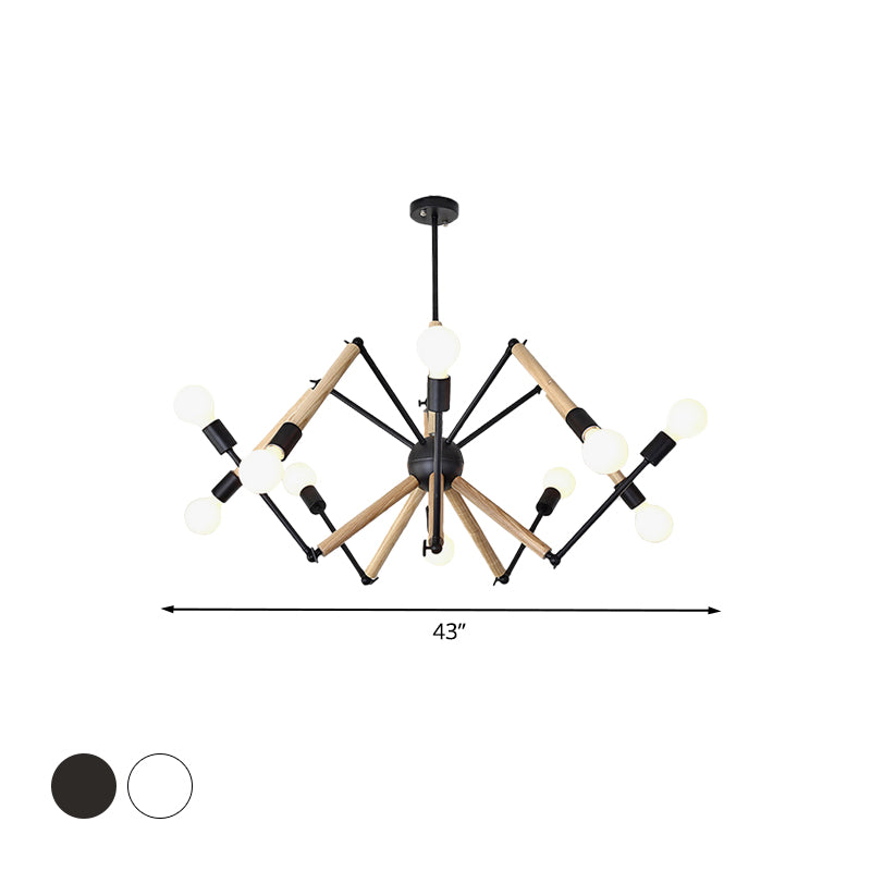 Spider Shape Suspension Light 8/10/12/16-Head Contemporary Metal Chandelier in Black/White for Living Room Clearhalo 'Carpenter Chandeliers' 'Ceiling Lights' 'Chandeliers' 'Industrial' 'Modern Chandeliers' 'Modern' Lighting' 773976