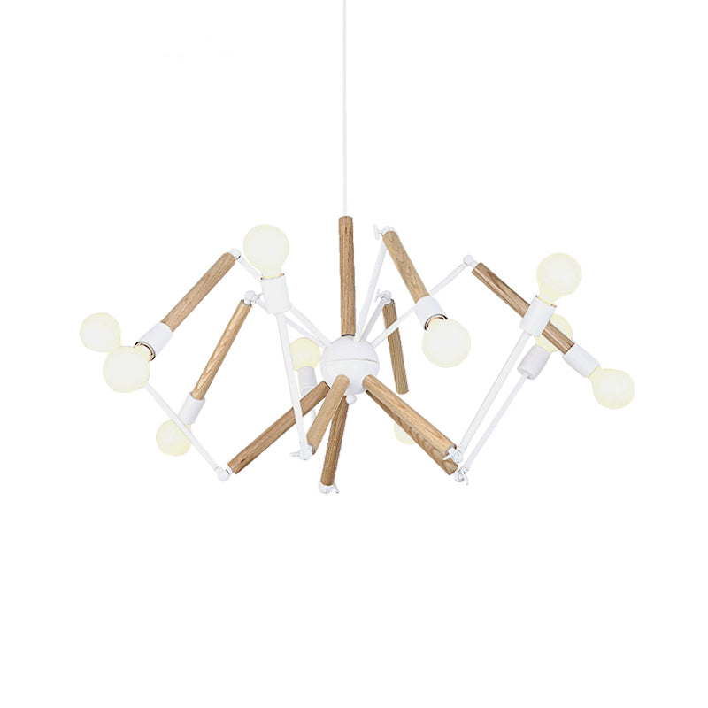 Spider Shape Suspension Light 8/10/12/16-Head Contemporary Metal Chandelier in Black/White for Living Room Clearhalo 'Carpenter Chandeliers' 'Ceiling Lights' 'Chandeliers' 'Industrial' 'Modern Chandeliers' 'Modern' Lighting' 773979