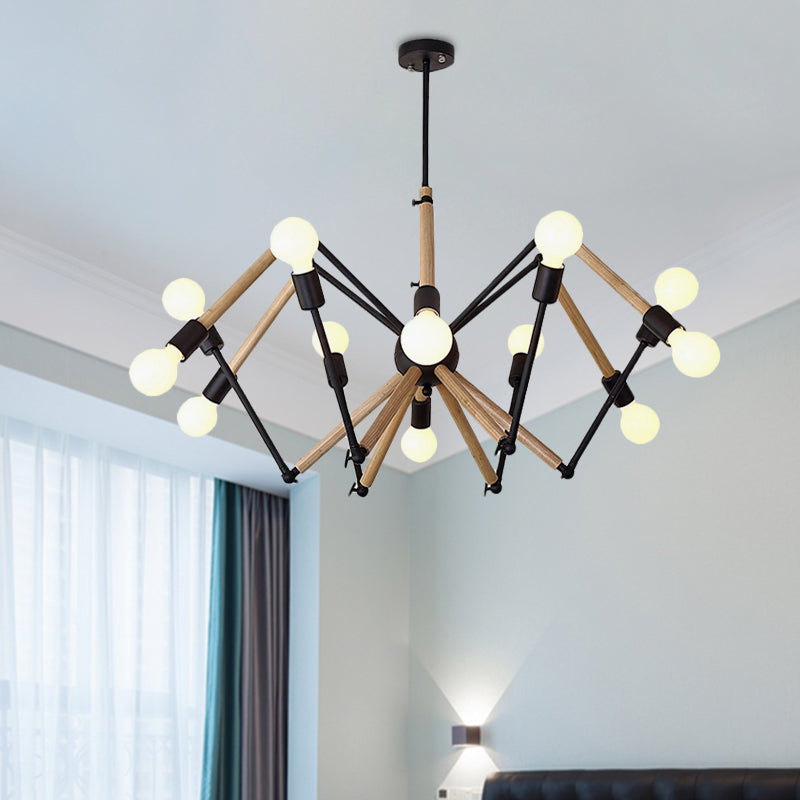 Spider Shape Suspension Light 8/10/12/16-Head Contemporary Metal Chandelier in Black/White for Living Room Clearhalo 'Carpenter Chandeliers' 'Ceiling Lights' 'Chandeliers' 'Industrial' 'Modern Chandeliers' 'Modern' Lighting' 773981