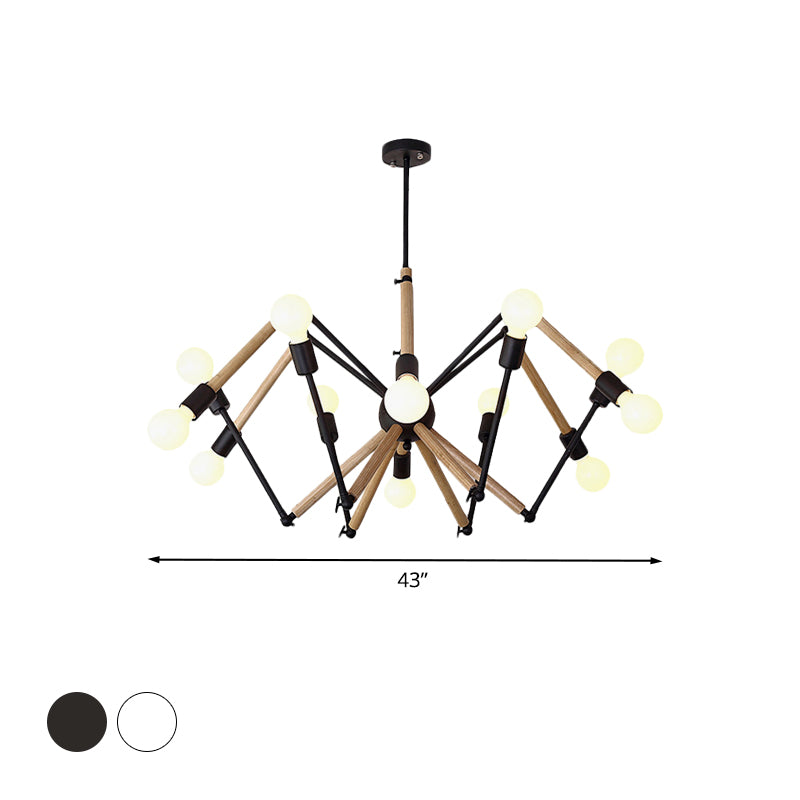 Spider Shape Suspension Light 8/10/12/16-Head Contemporary Metal Chandelier in Black/White for Living Room Clearhalo 'Carpenter Chandeliers' 'Ceiling Lights' 'Chandeliers' 'Industrial' 'Modern Chandeliers' 'Modern' Lighting' 773983