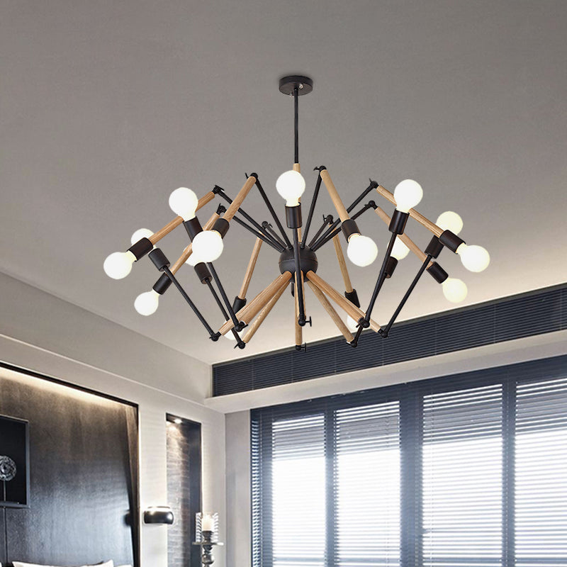 Spider Shape Suspension Light 8/10/12/16-Head Contemporary Metal Chandelier in Black/White for Living Room Clearhalo 'Carpenter Chandeliers' 'Ceiling Lights' 'Chandeliers' 'Industrial' 'Modern Chandeliers' 'Modern' Lighting' 773988