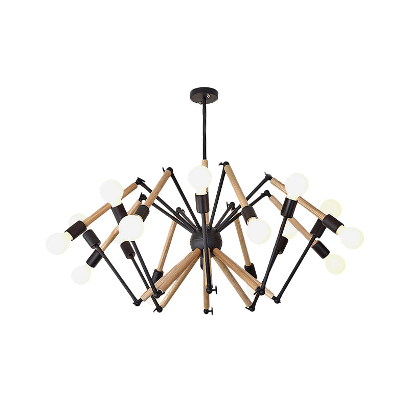 Spider Shape Suspension Light 8/10/12/16-Head Contemporary Metal Chandelier in Black/White for Living Room Clearhalo 'Carpenter Chandeliers' 'Ceiling Lights' 'Chandeliers' 'Industrial' 'Modern Chandeliers' 'Modern' Lighting' 773989