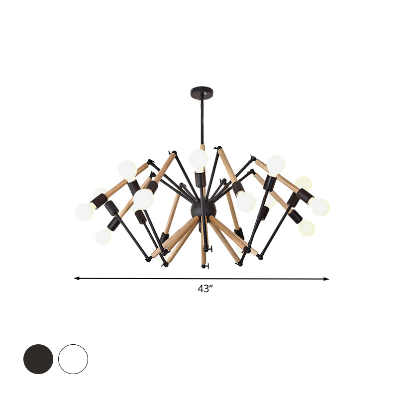 Spider Shape Suspension Light 8/10/12/16-Head Contemporary Metal Chandelier in Black/White for Living Room Clearhalo 'Carpenter Chandeliers' 'Ceiling Lights' 'Chandeliers' 'Industrial' 'Modern Chandeliers' 'Modern' Lighting' 773990