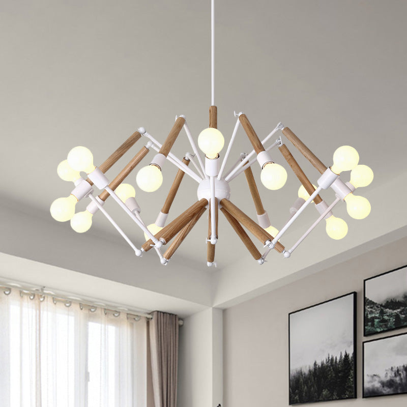 Spider Shape Suspension Light 8/10/12/16-Head Contemporary Metal Chandelier in Black/White for Living Room 16 White Clearhalo 'Carpenter Chandeliers' 'Ceiling Lights' 'Chandeliers' 'Industrial' 'Modern Chandeliers' 'Modern' Lighting' 773991