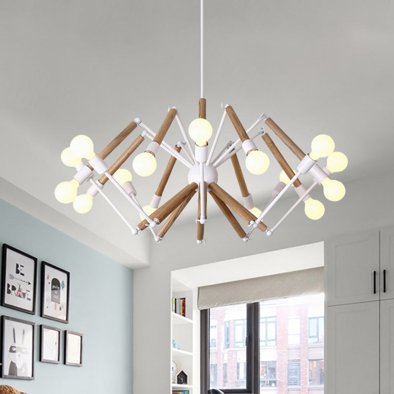 Spider Shape Suspension Light 8/10/12/16-Head Contemporary Metal Chandelier in Black/White for Living Room Clearhalo 'Carpenter Chandeliers' 'Ceiling Lights' 'Chandeliers' 'Industrial' 'Modern Chandeliers' 'Modern' Lighting' 773992