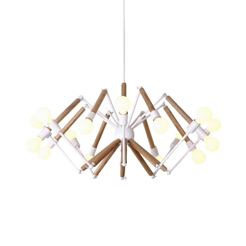 Spider Shape Suspension Light 8/10/12/16-Head Contemporary Metal Chandelier in Black/White for Living Room Clearhalo 'Carpenter Chandeliers' 'Ceiling Lights' 'Chandeliers' 'Industrial' 'Modern Chandeliers' 'Modern' Lighting' 773993