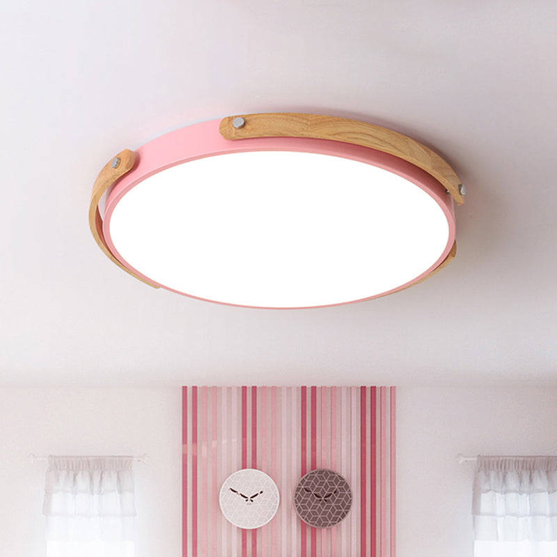 Acrylic Circular LED Flush Ceiling Light Kid Bedroom Hallway Macaron Stylish Ceiling Lamp Pink Clearhalo 'Ceiling Lights' 'Close To Ceiling Lights' 'Close to ceiling' 'Flush mount' Lighting' 774391