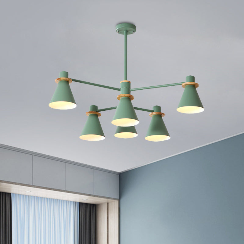 Contemporary Suspension Light Funnel Shade Metal 2-Tier 4/6/8 Lights Chandelier for Restaurant Clearhalo 'Ceiling Lights' 'Chandeliers' 'Modern Chandeliers' 'Modern' Lighting' 774426