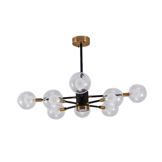Modern Bubble Shade Chandelier with Clear/White Glass Shade 6/8 Lights Black Arm Pendant Light for Living Room Clearhalo 'Ceiling Lights' 'Chandeliers' 'Clear' 'Industrial' 'Modern Chandeliers' 'Modern' 'Tiffany' 'Traditional Chandeliers' Lighting' 774470