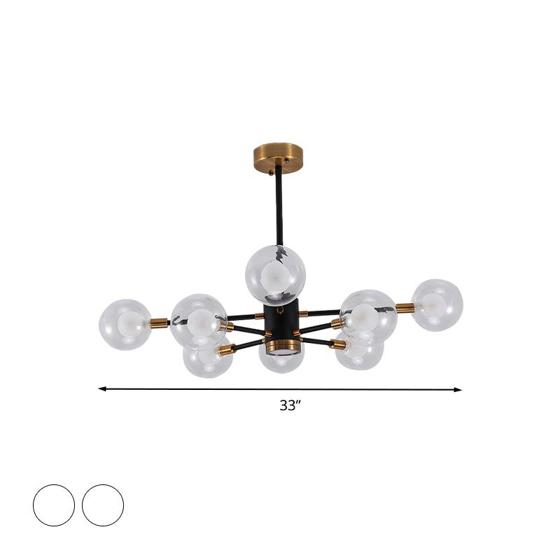Modern Bubble Shade Chandelier with Clear/White Glass Shade 6/8 Lights Black Arm Pendant Light for Living Room Clearhalo 'Ceiling Lights' 'Chandeliers' 'Clear' 'Industrial' 'Modern Chandeliers' 'Modern' 'Tiffany' 'Traditional Chandeliers' Lighting' 774471