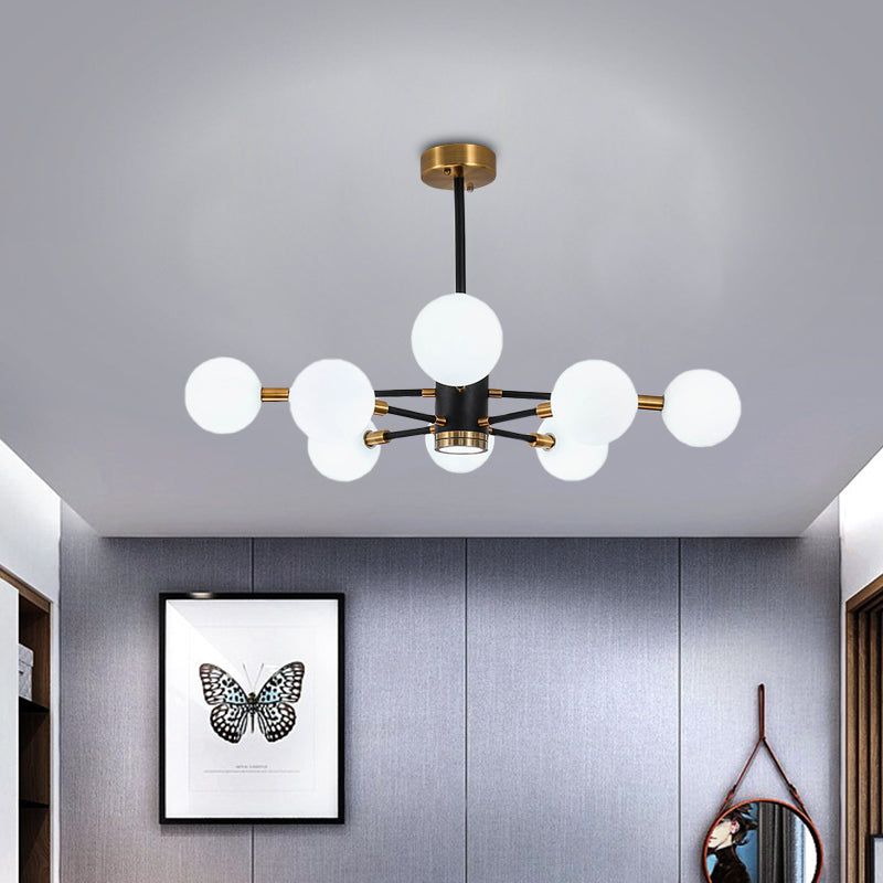 Modern Bubble Shade Chandelier with Clear/White Glass Shade 6/8 Lights Black Arm Pendant Light for Living Room Clearhalo 'Ceiling Lights' 'Chandeliers' 'Clear' 'Industrial' 'Modern Chandeliers' 'Modern' 'Tiffany' 'Traditional Chandeliers' Lighting' 774473