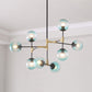 Contemporary Orb Shade Pendant Light Metal Blue Chandelier with Glass Shade for Restaurant 8 Blue Clearhalo 'Ceiling Lights' 'Chandeliers' 'Modern Chandeliers' 'Modern' Lighting' 774480