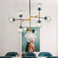 Contemporary Orb Shade Pendant Light Metal Blue Chandelier with Glass Shade for Restaurant Clearhalo 'Ceiling Lights' 'Chandeliers' 'Modern Chandeliers' 'Modern' Lighting' 774481