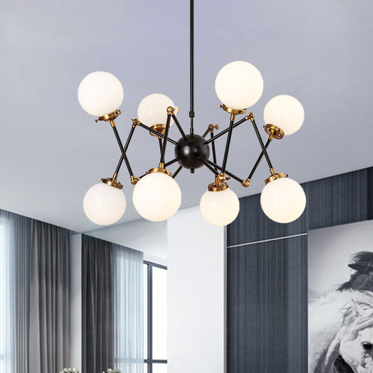 Metal Abstract Pendant Lighting 8 Lights Contemporary Chandelier with Orb Shade for Dining Room White Clearhalo 'Ceiling Lights' 'Chandeliers' 'Clear' 'Industrial' 'Modern Chandeliers' 'Modern' 'Tiffany' 'Traditional Chandeliers' Lighting' 774514