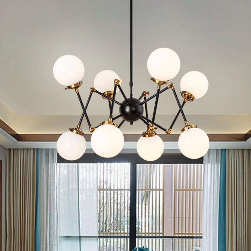Metal Abstract Pendant Lighting 8 Lights Contemporary Chandelier with Orb Shade for Dining Room Clearhalo 'Ceiling Lights' 'Chandeliers' 'Clear' 'Industrial' 'Modern Chandeliers' 'Modern' 'Tiffany' 'Traditional Chandeliers' Lighting' 774515