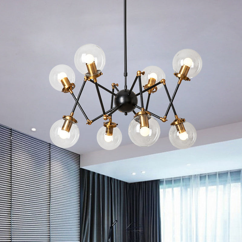 Metal Abstract Pendant Lighting 8 Lights Contemporary Chandelier with Orb Shade for Dining Room Clear Clearhalo 'Ceiling Lights' 'Chandeliers' 'Clear' 'Industrial' 'Modern Chandeliers' 'Modern' 'Tiffany' 'Traditional Chandeliers' Lighting' 774519