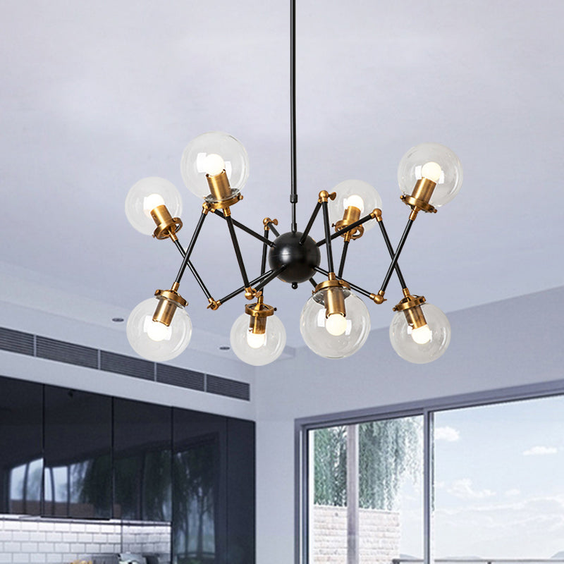 Metal Abstract Pendant Lighting 8 Lights Contemporary Chandelier with Orb Shade for Dining Room Clearhalo 'Ceiling Lights' 'Chandeliers' 'Clear' 'Industrial' 'Modern Chandeliers' 'Modern' 'Tiffany' 'Traditional Chandeliers' Lighting' 774520