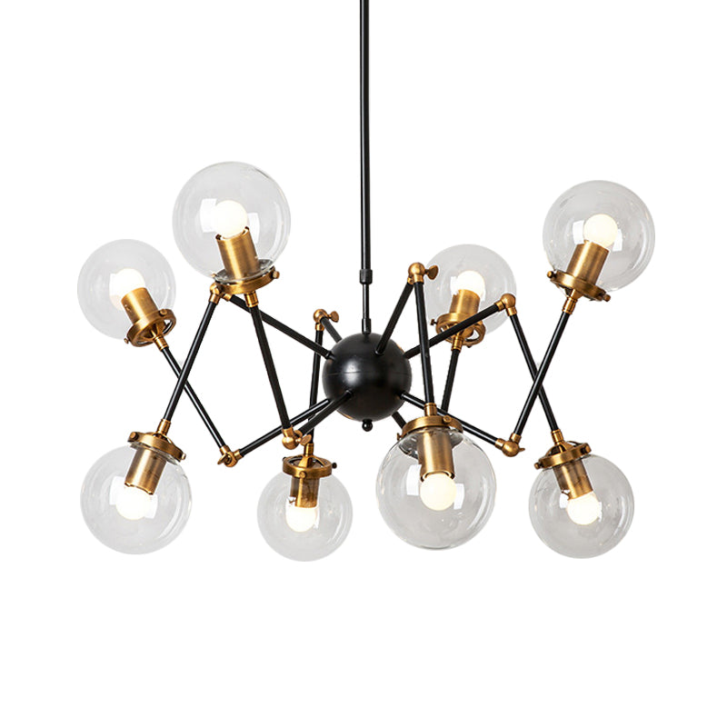 Metal Abstract Pendant Lighting 8 Lights Contemporary Chandelier with Orb Shade for Dining Room Clearhalo 'Ceiling Lights' 'Chandeliers' 'Clear' 'Industrial' 'Modern Chandeliers' 'Modern' 'Tiffany' 'Traditional Chandeliers' Lighting' 774521