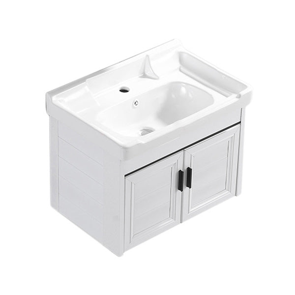 Wall Mount Modern White Bathroom Sink Vanity with Doors Sink Bathroom Vanity 24"L x 16"W x 19"H Towel Bar Not Included Clearhalo 'Bathroom Remodel & Bathroom Fixtures' 'Bathroom Vanities' 'bathroom_vanities' 'Home Improvement' 'home_improvement' 'home_improvement_bathroom_vanities' 7755022