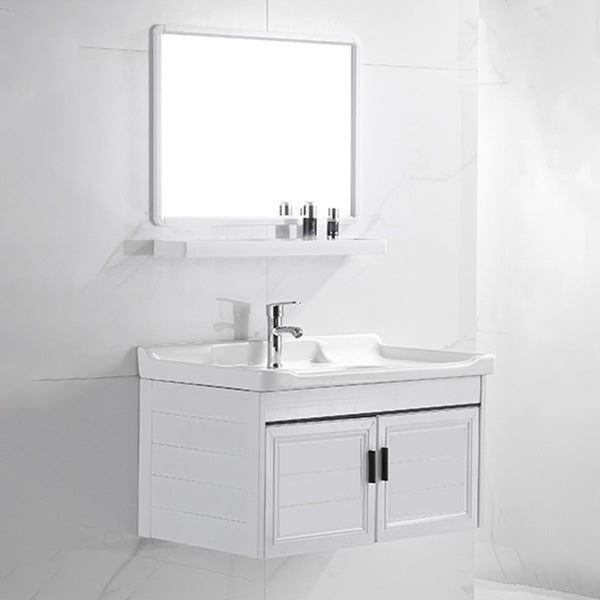 Wall Mount Modern White Bathroom Sink Vanity with Doors Sink Clearhalo 'Bathroom Remodel & Bathroom Fixtures' 'Bathroom Vanities' 'bathroom_vanities' 'Home Improvement' 'home_improvement' 'home_improvement_bathroom_vanities' 7755024