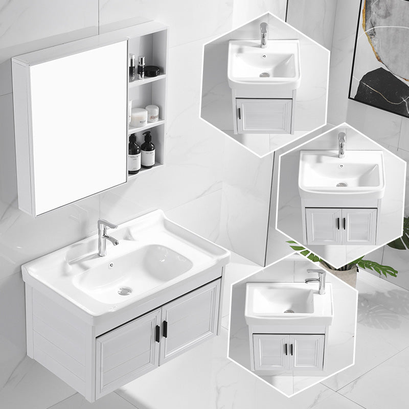 Wall Mount Modern White Bathroom Sink Vanity with Doors Sink Clearhalo 'Bathroom Remodel & Bathroom Fixtures' 'Bathroom Vanities' 'bathroom_vanities' 'Home Improvement' 'home_improvement' 'home_improvement_bathroom_vanities' 7755027