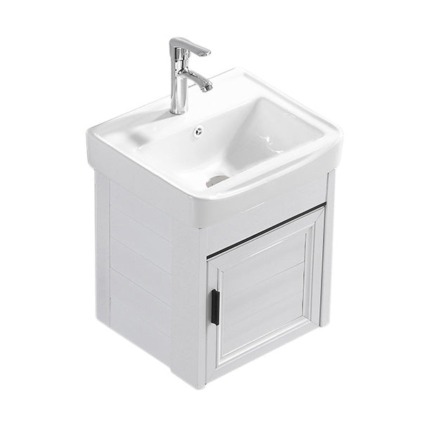 Wall Mount Modern White Bathroom Sink Vanity with Doors Sink Vanity & Faucet 17"L x 14"W x 19"H Towel Bar Not Included Clearhalo 'Bathroom Remodel & Bathroom Fixtures' 'Bathroom Vanities' 'bathroom_vanities' 'Home Improvement' 'home_improvement' 'home_improvement_bathroom_vanities' 7755048