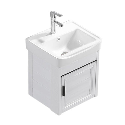 Wall Mount Modern White Bathroom Sink Vanity with Doors Sink Vanity & Faucet 17"L x 14"W x 19"H Towel Bar Not Included Clearhalo 'Bathroom Remodel & Bathroom Fixtures' 'Bathroom Vanities' 'bathroom_vanities' 'Home Improvement' 'home_improvement' 'home_improvement_bathroom_vanities' 7755048