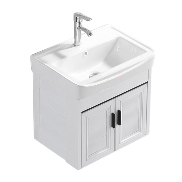 Wall Mount Modern White Bathroom Sink Vanity with Doors Sink Vanity & Faucet 20"L x 14"W x 19"H Towel Bar Not Included Clearhalo 'Bathroom Remodel & Bathroom Fixtures' 'Bathroom Vanities' 'bathroom_vanities' 'Home Improvement' 'home_improvement' 'home_improvement_bathroom_vanities' 7755049