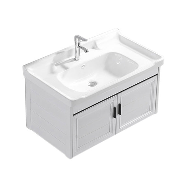 Wall Mount Modern White Bathroom Sink Vanity with Doors Sink Vanity & Faucet Towel Bar Not Included Clearhalo 'Bathroom Remodel & Bathroom Fixtures' 'Bathroom Vanities' 'bathroom_vanities' 'Home Improvement' 'home_improvement' 'home_improvement_bathroom_vanities' 7755051