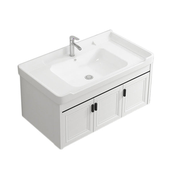 Wall Mount Modern White Bathroom Sink Vanity with Doors Sink Vanity & Faucet Towel Bar Not Included Clearhalo 'Bathroom Remodel & Bathroom Fixtures' 'Bathroom Vanities' 'bathroom_vanities' 'Home Improvement' 'home_improvement' 'home_improvement_bathroom_vanities' 7755052