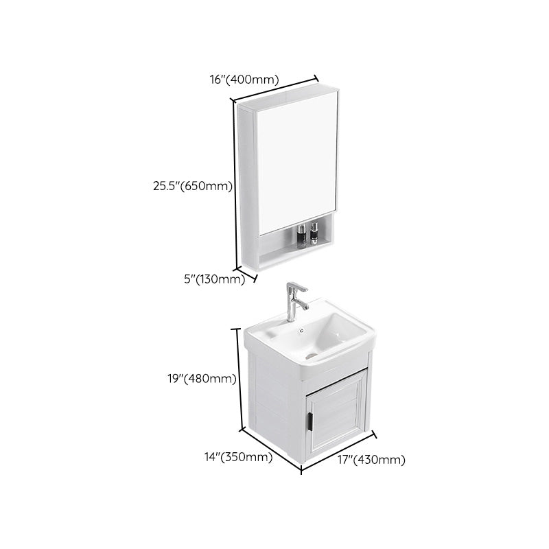 Wall Mount Modern White Bathroom Sink Vanity with Doors Sink Clearhalo 'Bathroom Remodel & Bathroom Fixtures' 'Bathroom Vanities' 'bathroom_vanities' 'Home Improvement' 'home_improvement' 'home_improvement_bathroom_vanities' 7755053