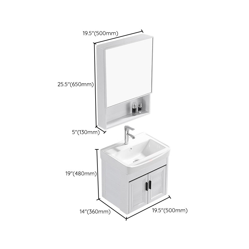 Wall Mount Modern White Bathroom Sink Vanity with Doors Sink Clearhalo 'Bathroom Remodel & Bathroom Fixtures' 'Bathroom Vanities' 'bathroom_vanities' 'Home Improvement' 'home_improvement' 'home_improvement_bathroom_vanities' 7755056