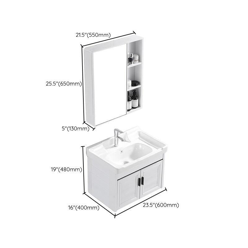 Wall Mount Modern White Bathroom Sink Vanity with Doors Sink Clearhalo 'Bathroom Remodel & Bathroom Fixtures' 'Bathroom Vanities' 'bathroom_vanities' 'Home Improvement' 'home_improvement' 'home_improvement_bathroom_vanities' 7755059