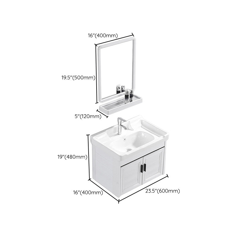 Wall Mount Modern White Bathroom Sink Vanity with Doors Sink Clearhalo 'Bathroom Remodel & Bathroom Fixtures' 'Bathroom Vanities' 'bathroom_vanities' 'Home Improvement' 'home_improvement' 'home_improvement_bathroom_vanities' 7755060