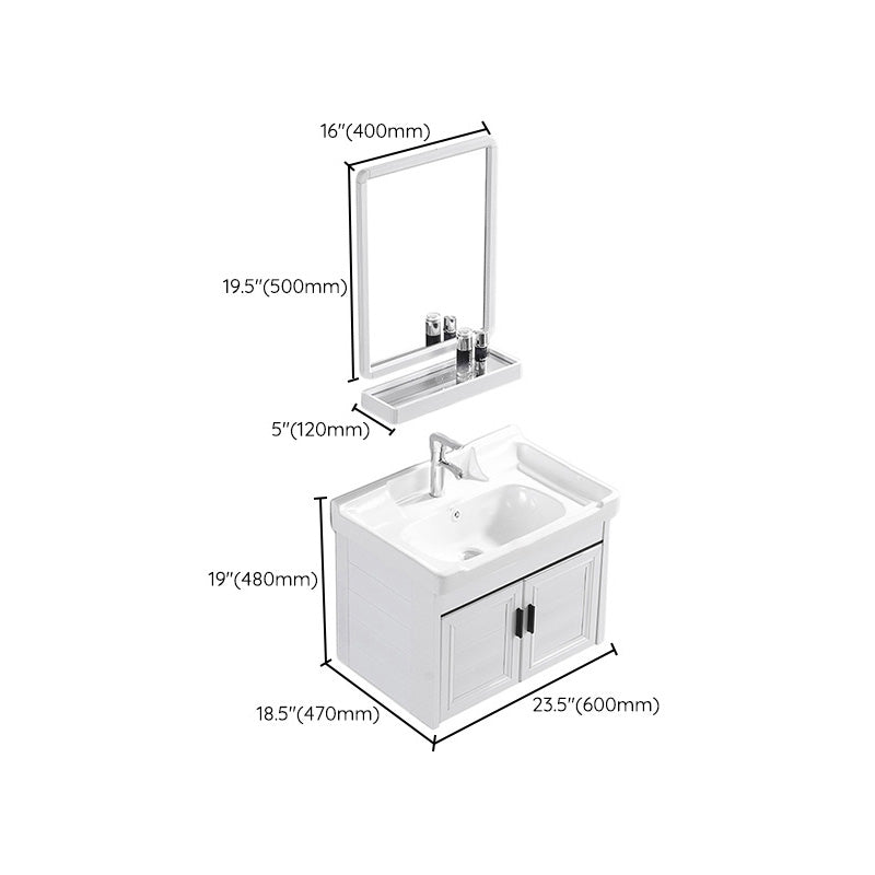 Wall Mount Modern White Bathroom Sink Vanity with Doors Sink Clearhalo 'Bathroom Remodel & Bathroom Fixtures' 'Bathroom Vanities' 'bathroom_vanities' 'Home Improvement' 'home_improvement' 'home_improvement_bathroom_vanities' 7755064