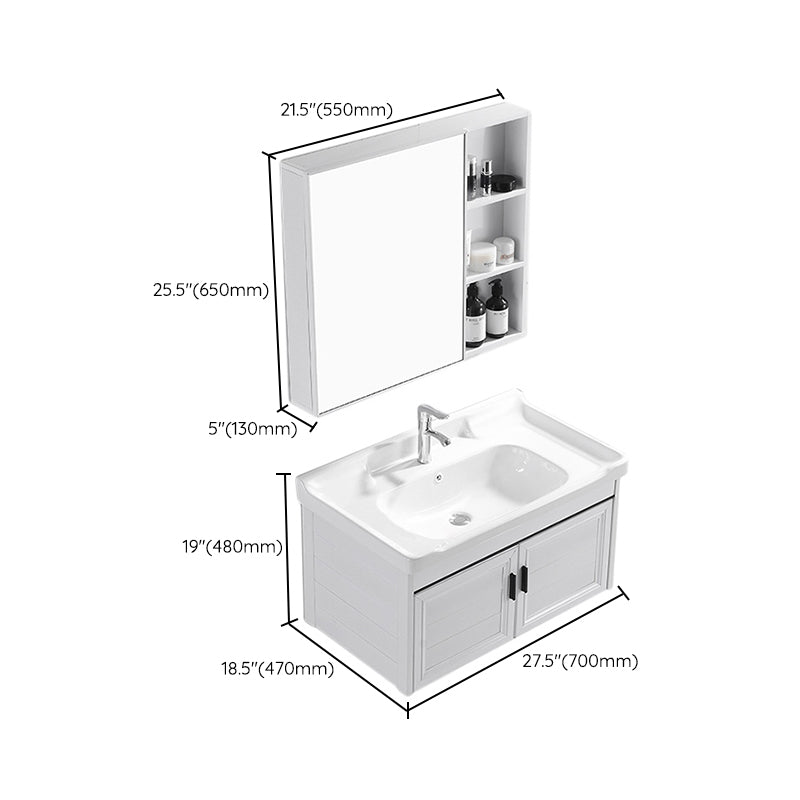 Wall Mount Modern White Bathroom Sink Vanity with Doors Sink Clearhalo 'Bathroom Remodel & Bathroom Fixtures' 'Bathroom Vanities' 'bathroom_vanities' 'Home Improvement' 'home_improvement' 'home_improvement_bathroom_vanities' 7755065