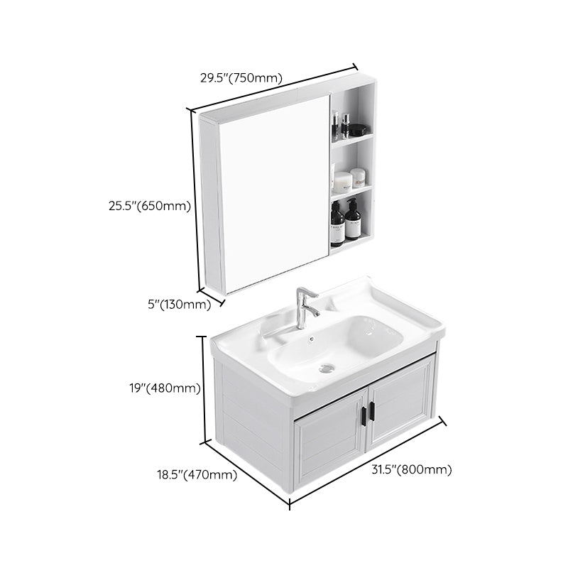 Wall Mount Modern White Bathroom Sink Vanity with Doors Sink Clearhalo 'Bathroom Remodel & Bathroom Fixtures' 'Bathroom Vanities' 'bathroom_vanities' 'Home Improvement' 'home_improvement' 'home_improvement_bathroom_vanities' 7755068