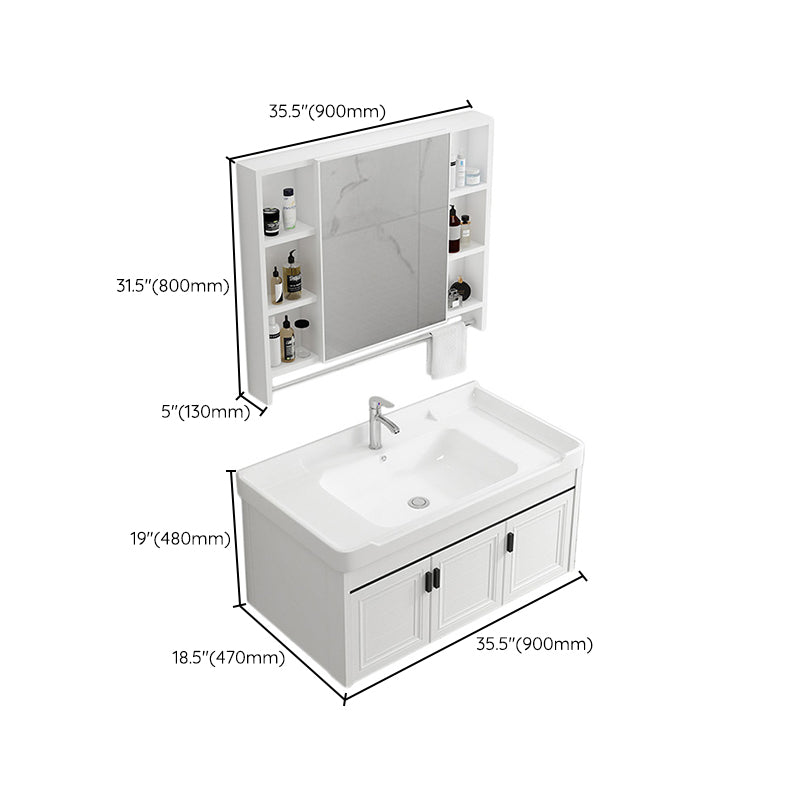 Wall Mount Modern White Bathroom Sink Vanity with Doors Sink Clearhalo 'Bathroom Remodel & Bathroom Fixtures' 'Bathroom Vanities' 'bathroom_vanities' 'Home Improvement' 'home_improvement' 'home_improvement_bathroom_vanities' 7755071